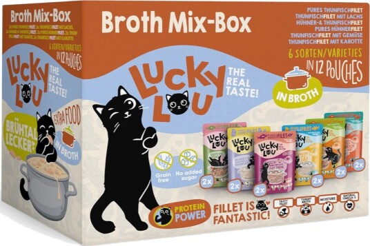 Lucky Lou våtfôr Extra Food Filet i buljong Sparepakke Blandet pakke 12 x 70 g 24 x 70 g