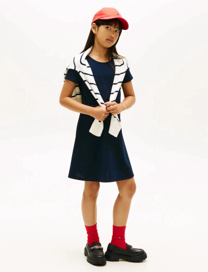 Tommy Hilfiger Essential Punto Skater Dress Ss Navy 46