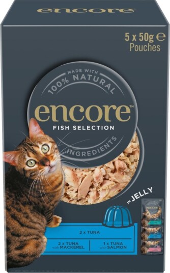 Encore Våtfôr Cat Jelly Pouch Mix Fiskeutvalg 3 Varianter 5 X 50 G