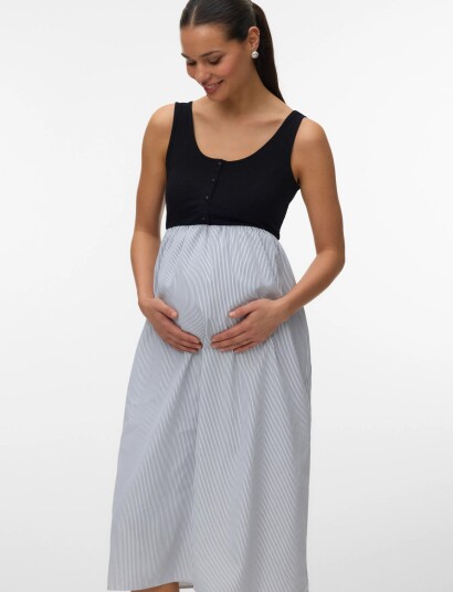 Mamalicious Mljoelle Lia Sl Midi Mix Dress 2F   Black   XXL