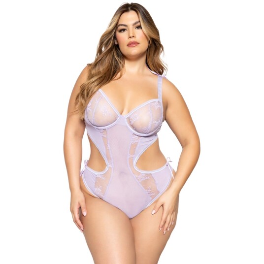 Seven 'Til Midnight Lavender Teddy med Blomsterblonder Plus Size Purple 3XL/4XL Seven 'Til Midnight Lavender Teddy med Blomsterblonder Plus Size Purple 3XL/4XL