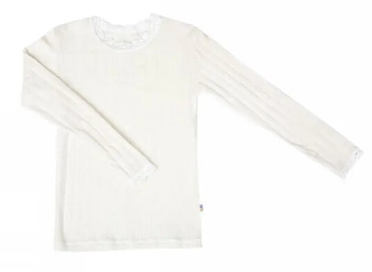 Råhvit overdel i ull og silke med blonder | Joha | Baby | Natur / off-white | størrelse 150 | 85% Ull og 15% Silke til