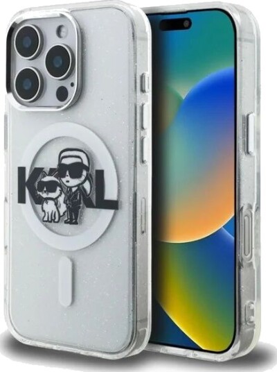 Karl Lagerfeld MagSafe Mobildeksel til iPhone 16 Pro Max med Glitter og Choupette Design - Klar