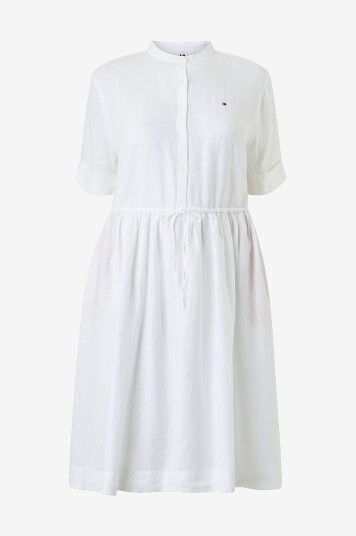 Tommy Hilfiger Curve   Kjole i lin Crv Linen Midi Shirt Dress SS   Hvit