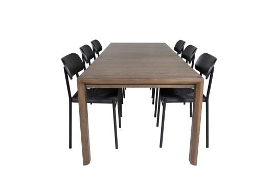 Venture Design Slider & Polly spisegruppe Natur/svart 6 st stoler & bord 170 x 95 cm