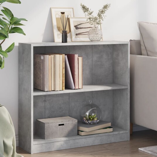 Bokhylle betonggrå 80x24x75 cm konstruert tre