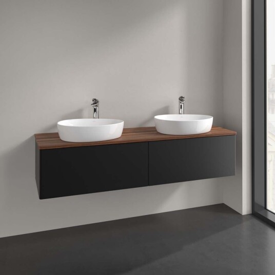Villeroy & Boch Antao Servantskap med 2 skuffer 160x50x36 cm u/lys Sort Matt/Valnøtt Villeroy & Boch Antao Servantskap med 2 skuffer 160x50x36 cm u/lys Sort Matt/Valnøtt
