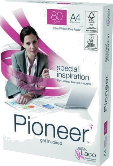 Kopipapir Pioneer 80G A4 Hvitt Med 4 Hull   500 Ark