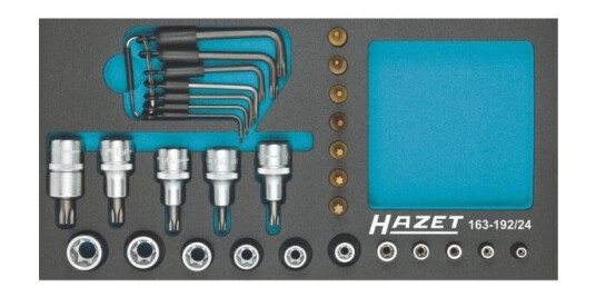 Hazet Topnøgleindsats-Sæt 1/4 (6,3 Mm), 1/2 (12,5 Mm) 24 Dele 163-192/24 Hazet Topnøgleindsats-Sæt 1/4 (6,3 Mm), 1/2 (12,5 Mm) 24 Dele 163-192/24