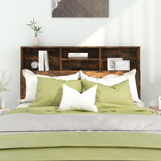 vidaXL Sengegavlskap røkt eik 140x19x103,5 cm