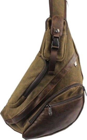 Ryggsekk Canvas Sling Bag Crossbody Skulderveske Brystveske Reise Utendørs Business Dagstursekk #40kaffe