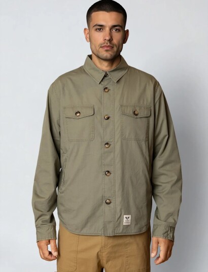 Fat Moose Arvid Cotton Overshirt Khaki green XXL Fat Moose Arvid Cotton Overshirt Khaki green XXL