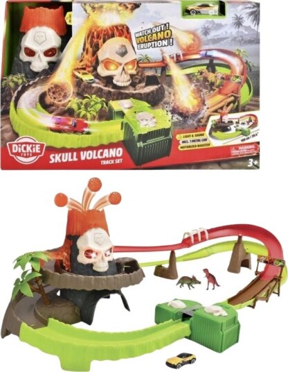 Dickie Toys Skull Volcano Bilbane Med Bil Og Dinosaurer 100cm