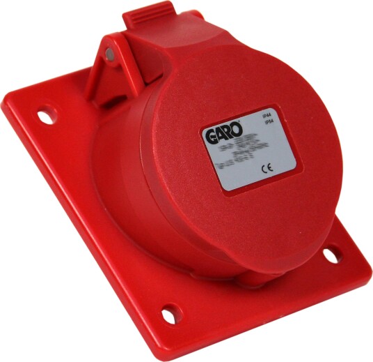 Garo Basic Uttak IP44, skrå festeplate 5-polet 16 A 6 h, rød, Stikkontakter & kabler Garo Basic Uttak IP44, skrå festeplate 5-polet 16 A 6 h, rød, Stikkontakter & kabler