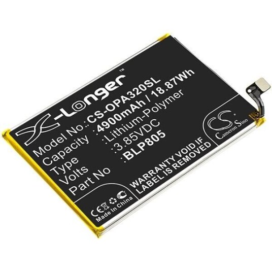 OPPO A32 batteri (4900 mAh 3.85 V, Sort)