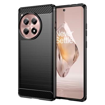 OnePlus 12R/Ace 3 Børstet TPU Deksel Karbonfiber Svart