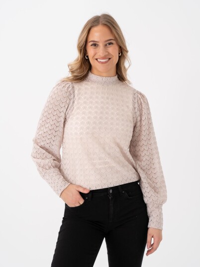 Vero Moda Becca High Neck Lace Top Beige M