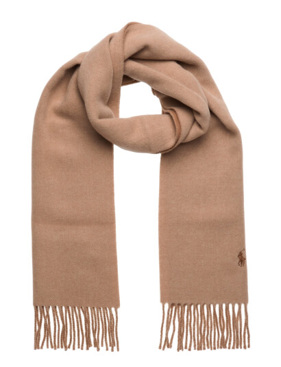 Polo Ralph Lauren Fringe Trim Wool Scarf Brown Polo Ralph Lauren Fringe Trim Wool Scarf Brown