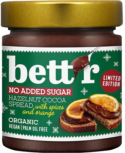 bett’r smørepålegg hasselnøtt kakao med appelsin Ø 250 gr