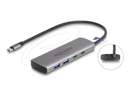 Delock - Hub - 10 Gbps, With Usb Type-C Connector And Additional Power Port - 2 X Usb-C + 2 X Usb - Stasjonær
