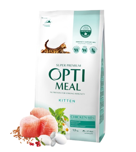 Optimeal Tørrfôr til Kattunger med Kylling 1,5 kg