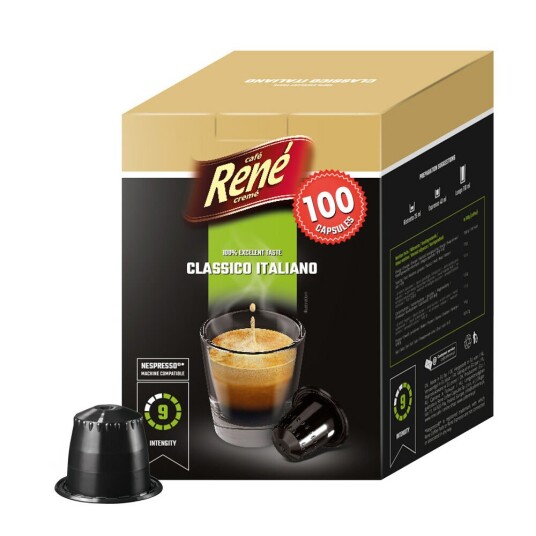 Nespresso Café René Big Pack Espresso Classico Italiano til Nespresso. 100 kapsler