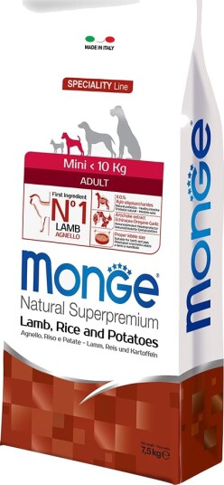 Monge Superpremium Dog Tørrfôr Adult Natural Superpremium Mini Lamm Ris Og Potet For Voksne 7.5 kg Monge Superpremium Dog Tørrfôr Adult Natural Superpremium Mini Lamm Ris Og Potet For Voksne 7.5 kg