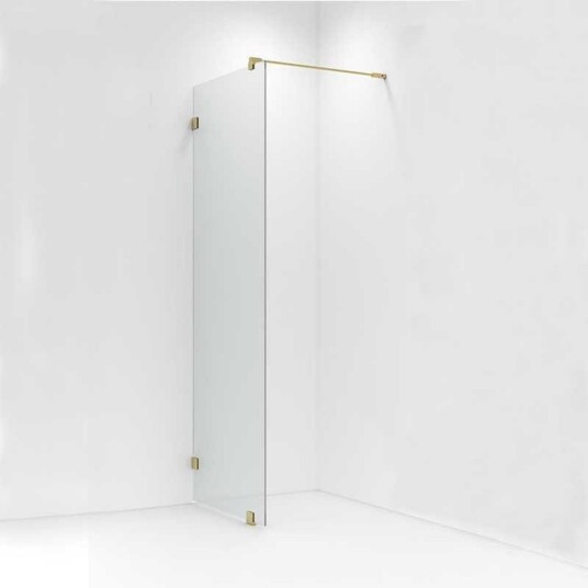 Vikingbad Emil Glassfelt H200cm Inkl. Støttestag, Veggfeste og Gulvfeste Gull / 120cm Klart Glass