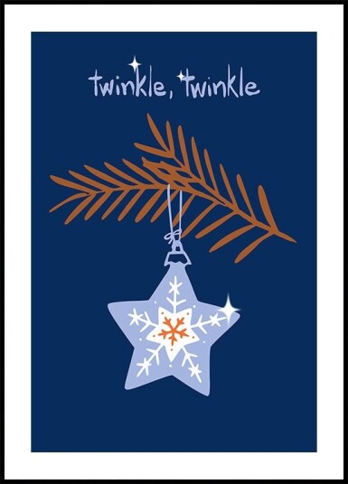 Cheerful twinkle Christmas star blue Poster Plakat / 70x100cm Cheerful twinkle Christmas star blue Poster Plakat / 70x100cm
