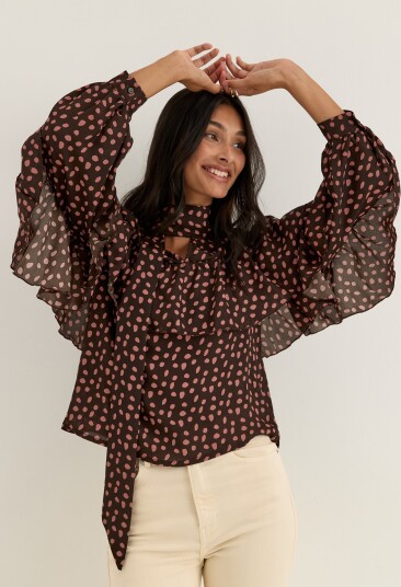 Bubbleroom Flounce Tie Blouse