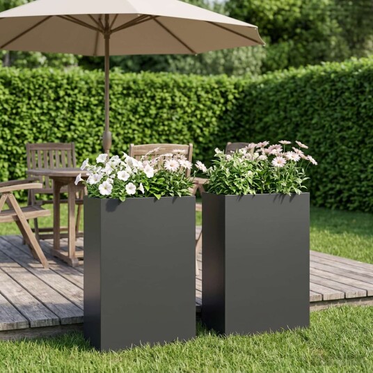 vidaXL Hageblomsterpotte 2 stk. Svart 40 x 20 x 75 cm Kaldvalsestål vidaXL Hageblomsterpotte 2 stk. Svart 40 x 20 x 75 cm Kaldvalsestål