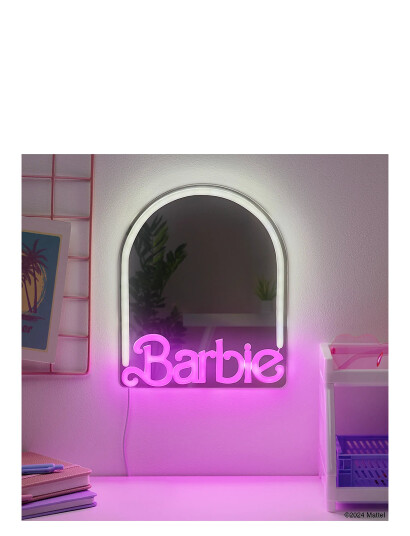 Paladone Barbie Wall Mountable Led Neon Mirror   Pink   H:27.0CM