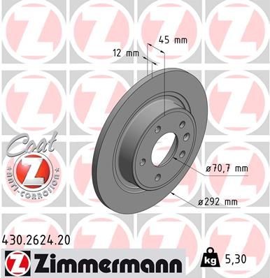 Bremseskive ZIMMERMANN 430.2624.20 Bremseskive ZIMMERMANN 430.2624.20