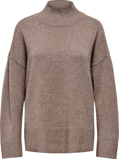 Only - Genser Onlmary Ls High Neck Slit Knt - Rød