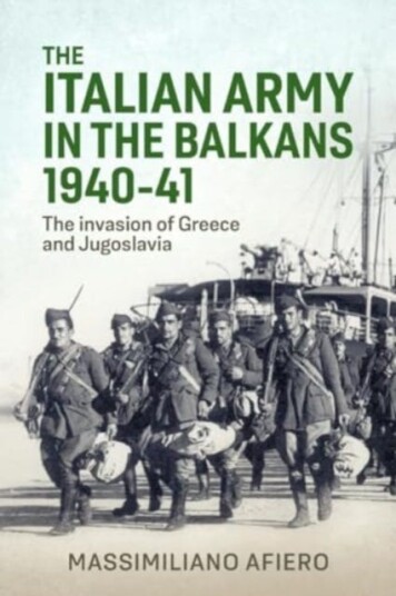 Italian Army in the Balkans 194041 The Invasion of Greece and Yugoslavia