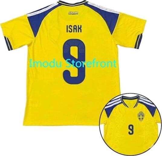 2026 VM Sverige Fotballandslag Hjemmedrakt Voksen Nr.9 Isak (Kun T-skjorte)