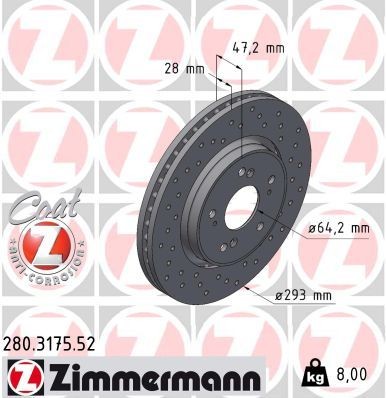 Bremseskive ZIMMERMANN 280.3175.52