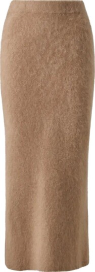 Malina Leya Brushed Knitted Midi Skirt DARK BEIGE XS