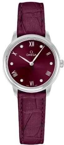 Omega Dameklokke 434.13.28.60.61.001 De Ville Prestige Rød/Lær