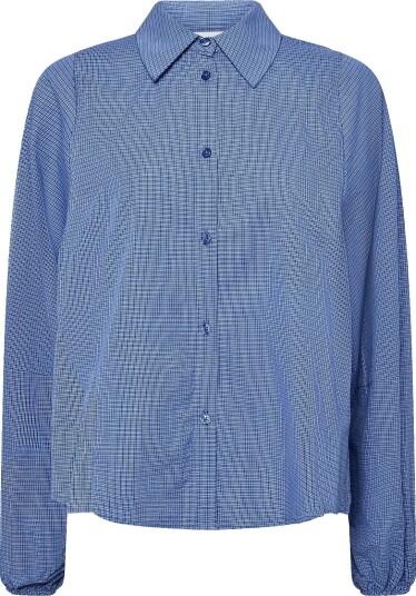 My Essential Wardrobe Mwilse Balloon Sleeve Shirt CLEAR BLUE CHECK 46