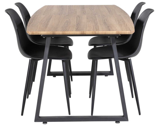 Venture Design Inca & Polar spisegruppe Natur/svart 4 st stoler & bord 160 x 85 cm