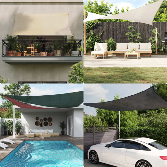 Solseil 160 g/m² rektangulær sand 6x7 m HDPE 4002051