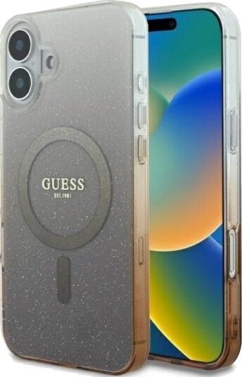 GUESS IML Glitter Gradient MagSafe Case for iPhone 16 Plus - Brown
