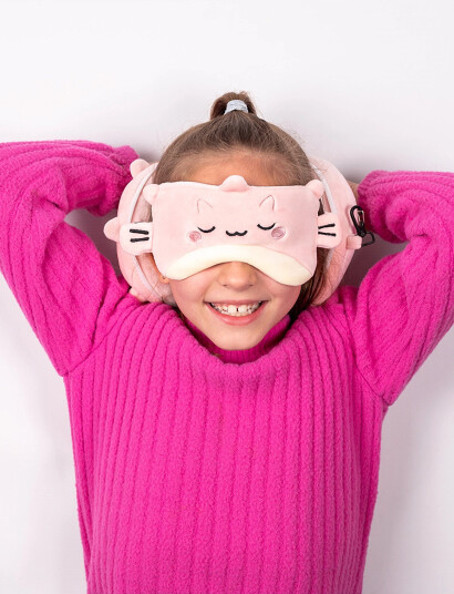 Puckator Relaxeazzz Panda Plush Travel Pillow & Eye Mask - Pink - ONE SIZE
