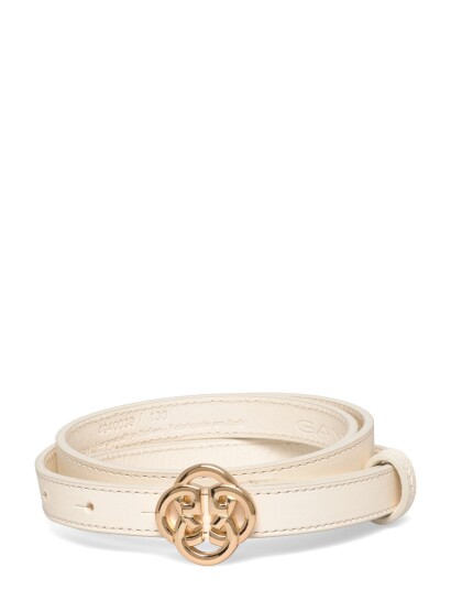 GANT Monogram Buckle Slim Leather Belt Cream 95