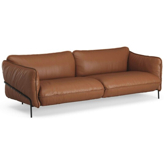 Swedese Continental 3 Seter Sofa Elmo Leather Nordic Cognacfarget