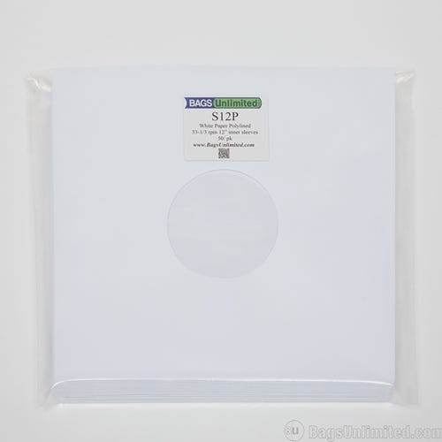 Bags Unlimited S12p 12 Tommer LP Paper Inner Sleeve Polylined 100 Stk Hvit Bags Unlimited S12p 12 Tommer LP Paper Inner Sleeve Polylined 100 Stk Hvit