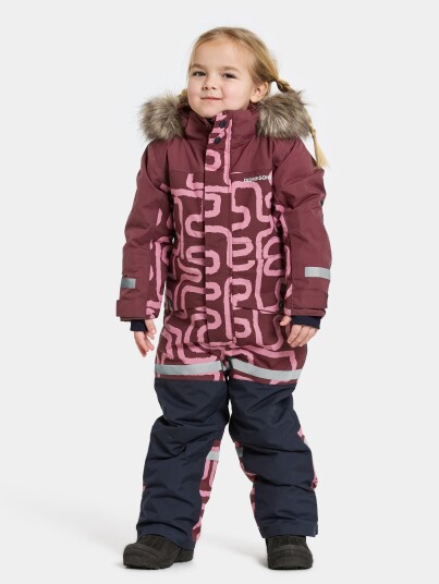 Didriksons Kids' Bjärven Printed Coverall 2 Path S Pink 80 Didriksons Kids' Bjärven Printed Coverall 2 Path S Pink 80