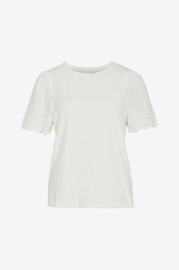 Vila - Topp viCeliana O-neck S/s Top - Hvit
