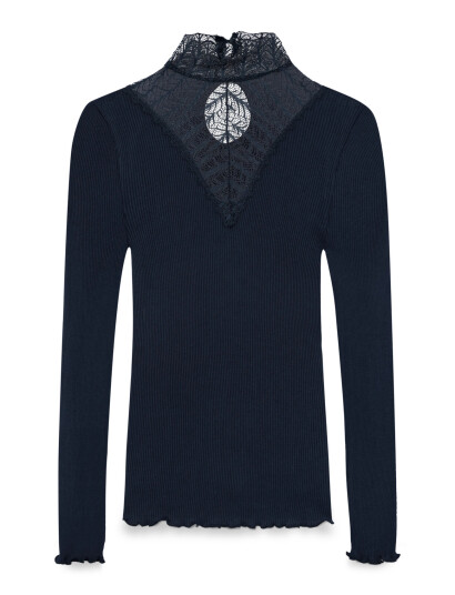 Rosemunde Rwbeatha Silk Ls  Lace T-Shirt - Navy - S